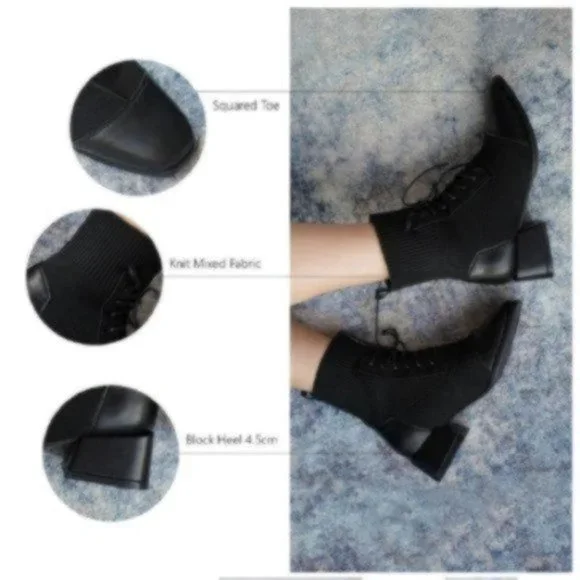 US Size 10, EU Size 41 C. Paravano Black Boots Mesh Combat Boots Womens Shoes - Picture 6 of 13